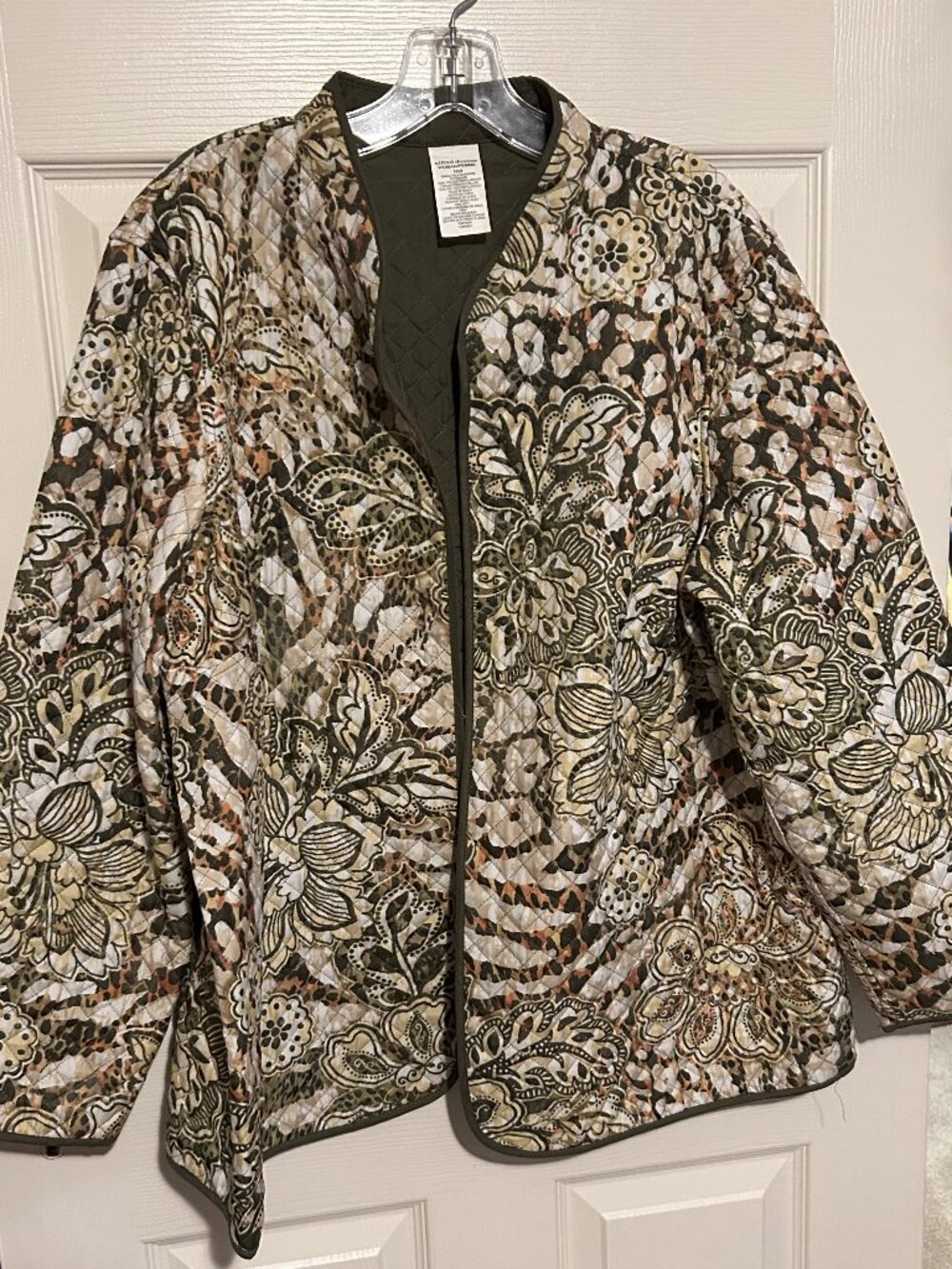 Alfred Dunner Floral Paisley Quilted Lightweight Jacket sz 18W